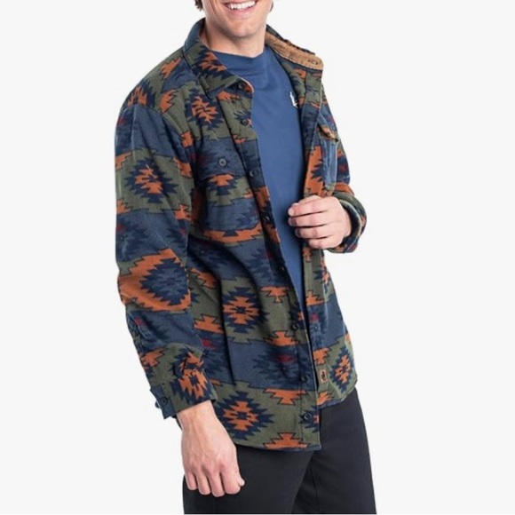 Men's Fleece Multicolor Jacket/Button Up - Picture 1 of 4